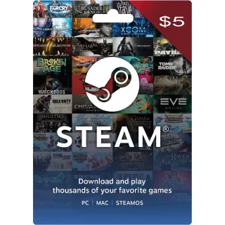 $5 Steam USA Gift card USA