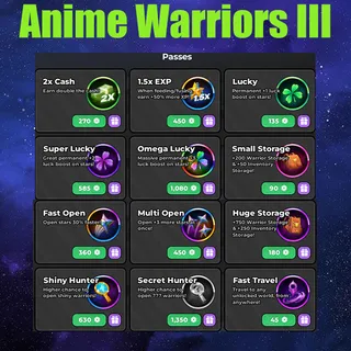 Anime Warriors III all gamepasses