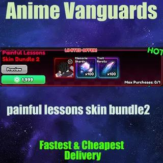 Anime Vanguards painful lessons skin bundle 2