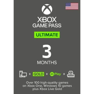 Xbox Game Pass Ultimate – 3 Month Subscription ONLY NEW ACCOUNTS(Xbox One/Windows 10) Xbox Live Key UNITED STATES