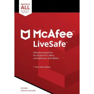 McAfee LiveSafe - Unlimited Devices 1 Year Key GLOBAL