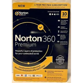 Norton 360 Premium + 75 GB Cloud Storage (10 Devices, 1 Year) - NortonLifeLock Key - UNITED STATES