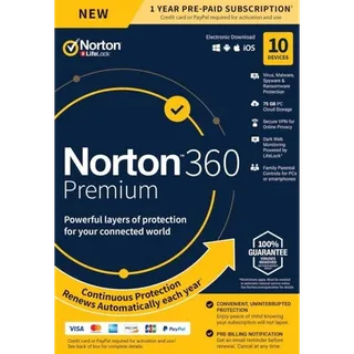 Norton 360 Premium 75GB - 10 Devices 1 Year - Norton Key GLOBAL