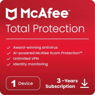 McAfee Total Protection 3 Year  1 Device  GLOBAL