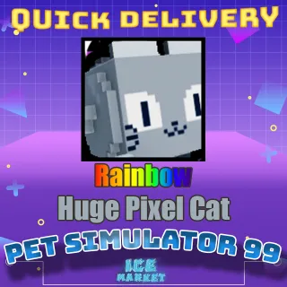 Rainbow Huge Pixel Cat