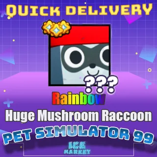 Rainbow Huge Mushroom Raccoon