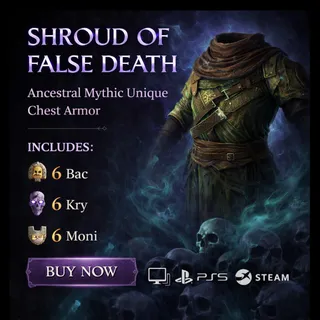 Diablo 4 | S12 | Rune | x6 Bac, x6 Kry, x6 Moni | 1 Set Rune Shroud Of False Death