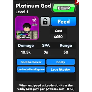 PLatinum God / Mirai | All star tower defense