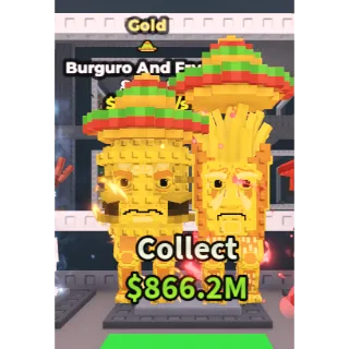 🔥Burguro And Fryuro (Gold+Sombrero) [866.2M/s]🔥Cheapest/Instant - Steal a Brainrot