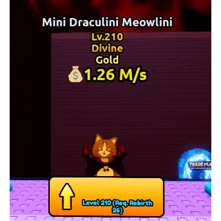 🔥Mini Draculini Meowlini (Gold) (Divine) LVL 210🔥Cheapest/Instant - Escape Tsunami For Brainrots!