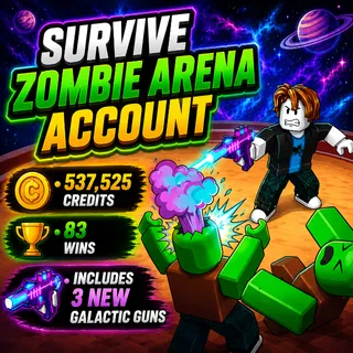 🔥Account With 83 Wins | 537,525 Credits | 3 Galactic Guns - Survive Zombie Arena🔥