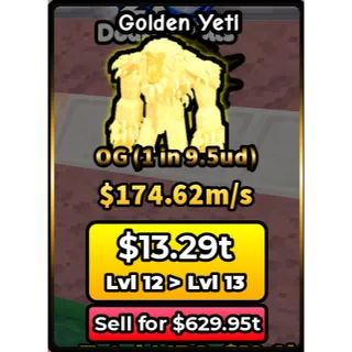 🔥Golden Yeti (OG) (1 in 9.5ud) (174.62m) *RAREST IN GAME* - Build a Base and Steal🔥