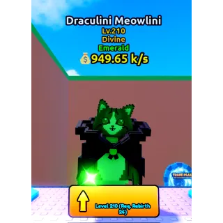 🔥Draculini Meowlini (Emerald) (Divine) LVL 210🔥Cheapest/Instant - Escape Tsunami For Brainrots!