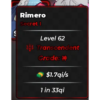 🔥Rimero (Secret I) (1.7qi/s) (1 in 33qi) Crazy Money Maker - Roll Anime Dice🔥