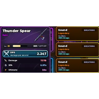 🔥Thunder Spear Weapon 3 Slots - Anime Legacy Simulator🔥