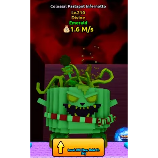 🔥Colossal Pastapot Infernotto (Emerald) (Divine) LVL 210🔥Cheapest/Instant - Escape Tsunami For Brainrots!