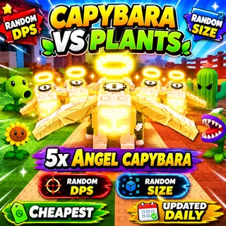 🔥5x Angel Capybara | Random DPS | Random Size (Secret) - Capybaras Vs Plants🔥