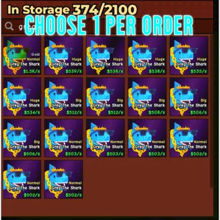 🔥Choose 1 Per Order | Secret | Greg The Shark | Huge | Big - Catch And Tame🔥