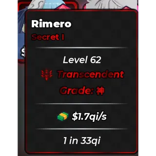🔥Rimero (Secret I) (1.7 qi/s) (1 in 33 qi) Crazy Money Maker - Roll Anime Dice🔥