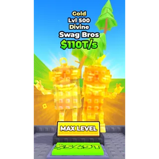 🔥Swag Bros (🟡Gold🟡) (Divine) (LVL 500 MAX) (110T/s) - Skateboard for Brainrots🔥