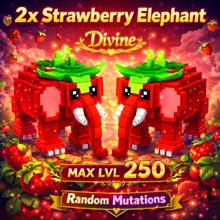 🔥2x Strawberry Elephant | MAX LVL 250 | Divine | With Random Mutations🔥Cheapest/Instant - Escape Tsunami For Brainrots!