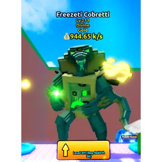 🔥Freezeti Cobretti (Gold) (Divine) LVL 210🔥Cheapest/Instant - Escape Tsunami For Brainrots!