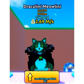 🔥Draculini Meowlini (Diamond) (Divine) LVL 210🔥Cheapest/Instant - Escape Tsunami For Brainrots!