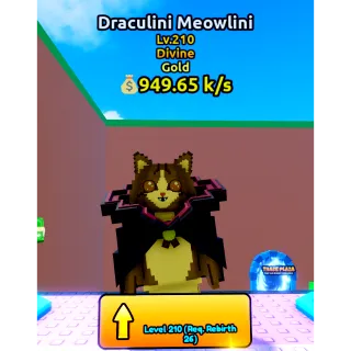 🔥Draculini Meowlini (Gold) (Divine) LVL 210🔥Cheapest/Instant - Escape Tsunami For Brainrots!