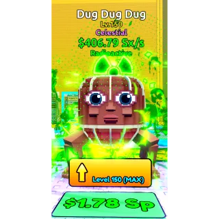 🔥Dug Dug Dug Radioactive | 406.79Sx/s | Level 150 | Celestial🔥Cheapest/Instant - Escape Tsunami For Brainrots!