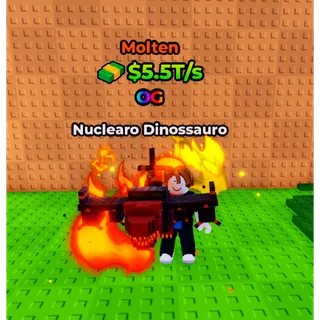 🔥Nuclearo Dinossauro (Molten) (5.5T/s) (LVL 70) - Kick a Lucky Block🔥