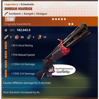Fortnite: Save The World Schematic - No Element 2x 6th Perk Maverick