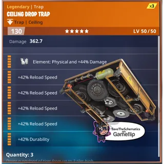 Fortnite: Save The World Schematic - 4x Reload Ceiling Drop Trap