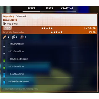 Fortnite: Save The World - 5.2 Seconds Stun Time Wall Lights Schematic