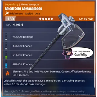 Fortnite: Save The World Schematic - Affliction Critsplosion Armageddon