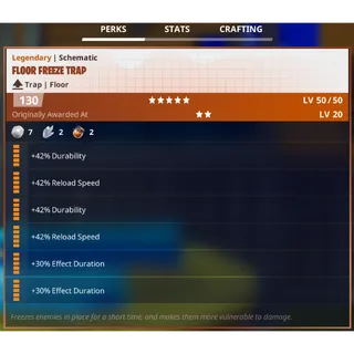 Fortnite: Save The World - 2x Reload Speed / 2x Effect Duration Floor Freeze Trap Schematic
