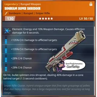 Fortnite: Save The World Schematic - Energy Crit Demon Super Shredder
