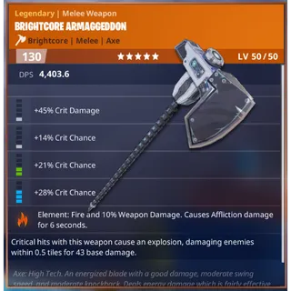 Fortnite: Save The World Schematic - Affliction Critsplosion Armageddon