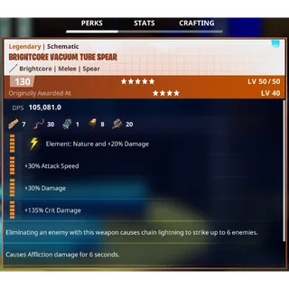 Fortnite: Save The World - Affliction Chain on Elim Vacuum Tube Spear Schematic