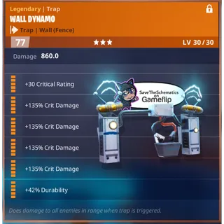 Fortnite: Save The World Schematic - Crit Wall Dynamo 