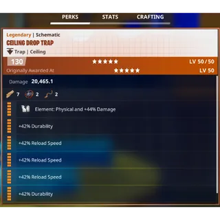 Fortnite: Save The World - 3x Reload Speed Ceiling Drop Trap Schematic