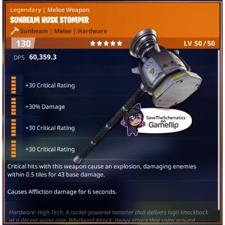 Fortnite: Save The World Schematic - Affliction Critsplosion Husk Stomper