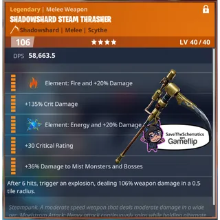 Fortnite: Save The World - Masamune 6th Perk Double Element Steam Thrasher