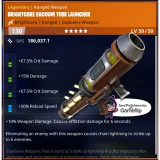 Fortnite: Save The World Schematic - Affliction Chain on Elim No Element Vacuum Tube Launcher