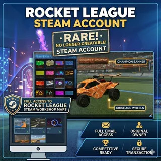 STEAM ROCKET LEAGUE GAME ACCOUNT + CRISTIANO WHEELS AND CHAMP BANNER