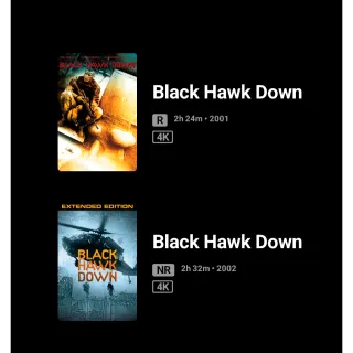 Black Hawk Down + Extended 4K Moviesanywhere