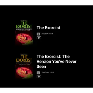 The Exorcist + Never Seen Version 4K MA