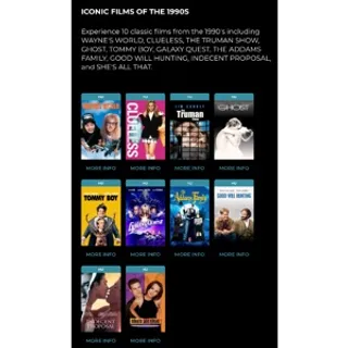 10 Iconic Films of the 1990s HD Vudu/FAH