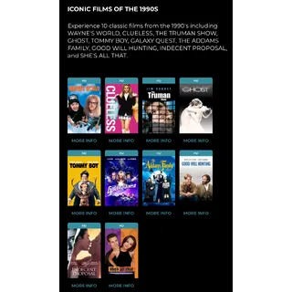 10 Iconic Films of the 1990s HD Vudu/FAH