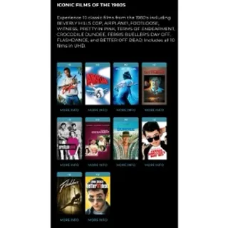 10 Iconic Films of the 1980s HD Vudu/FAH