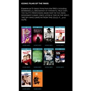 10 Iconic Films of the 1960s HD Vudu/FAH